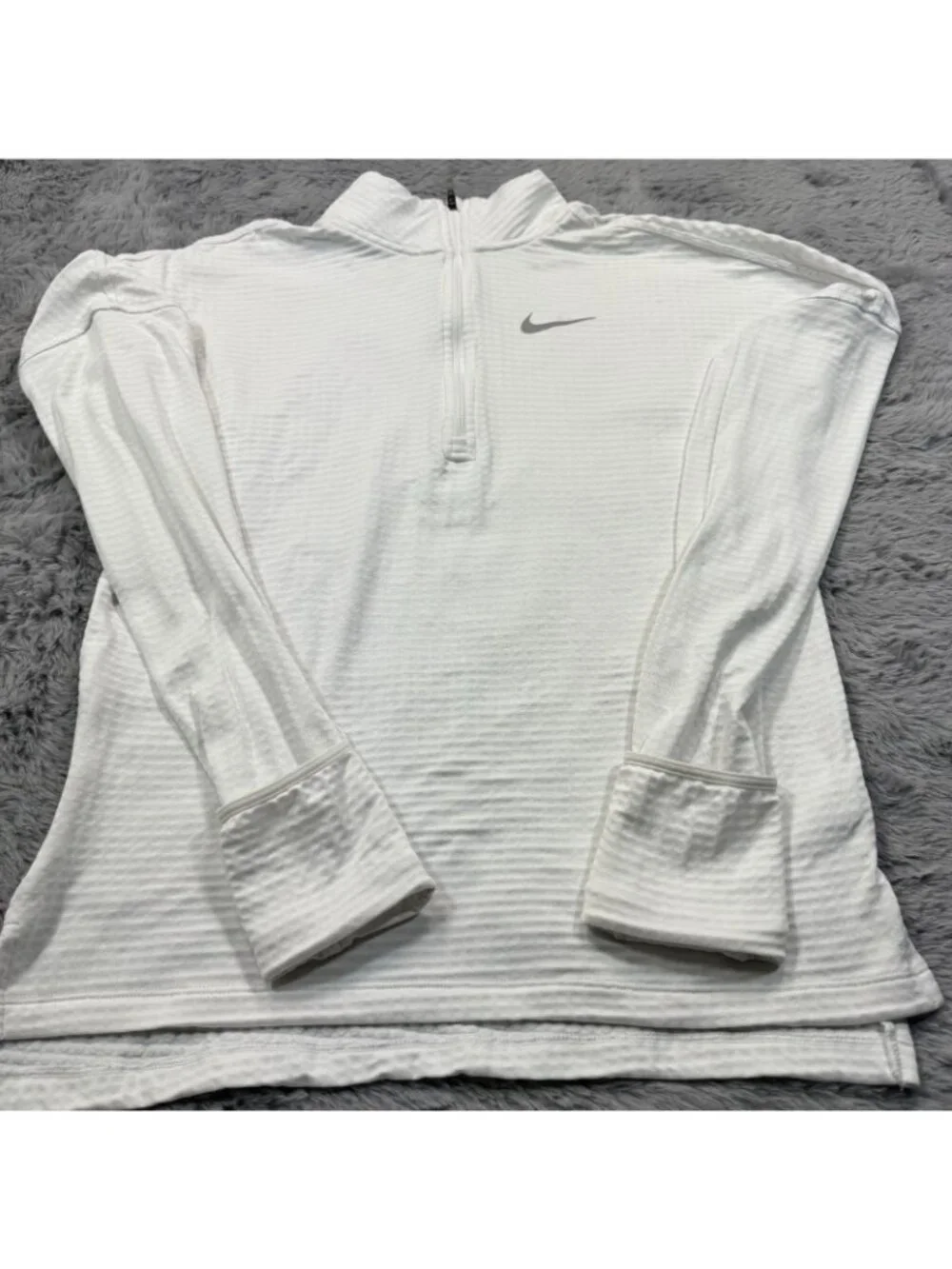 Nike Dri-Fit Shirt Womens XS White Polyester Waffle Knit Performance Golf Sports